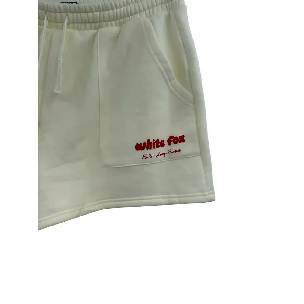 White Fox Era 8 Lounge‎ Essentials Cream Sweat Shorts Drawstring Size XL